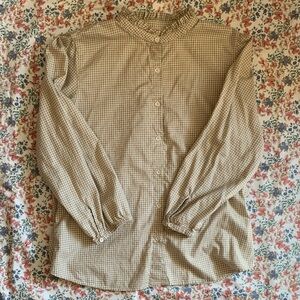 Orvis Ruffled Collar Brushed Cotton Gingham Blouse - Small